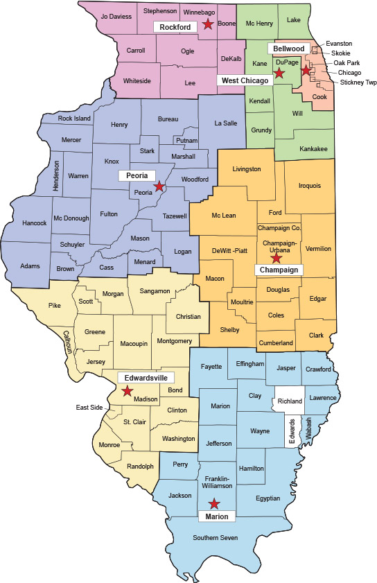 IDHS: Appendix I - Illinois Census Office Region Map