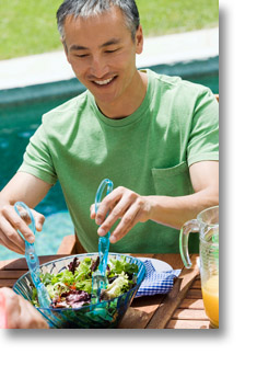 Boy eating a salad