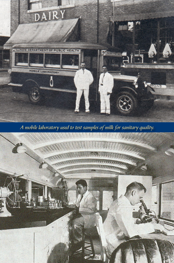 A mobile laboratory used to test samples of milk for sanitary quality.