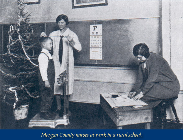Morgan County nurses at work in a rural school.