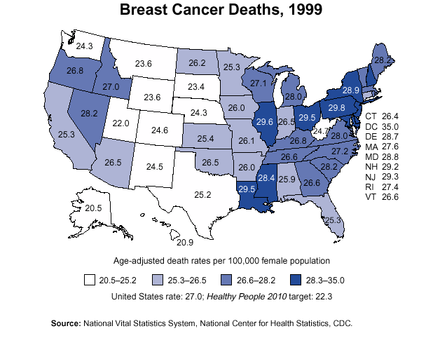 Breast Cancer Deaths, 1999